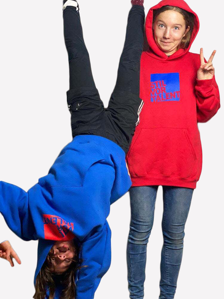 SVT Kids Hoodie - Blue Logo on Red